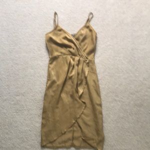 Yellow satin tulip hem dress